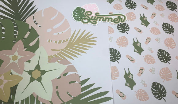 Summer Pattern Paper & Summer with Tropical Leaves Title Die Cut