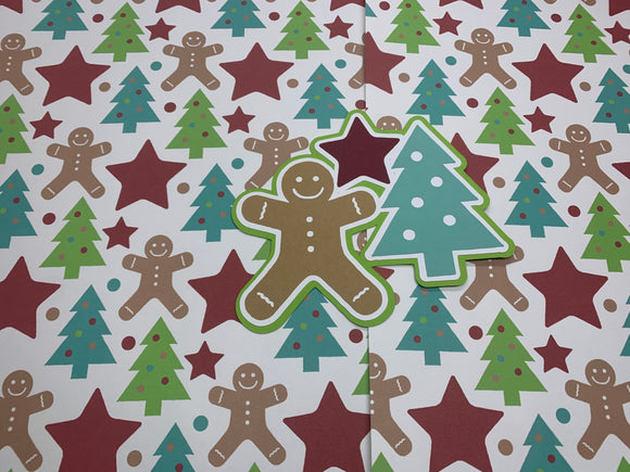 Gingerbread Man Pattern Paper & Gingerbread Man & Tree Die Cut