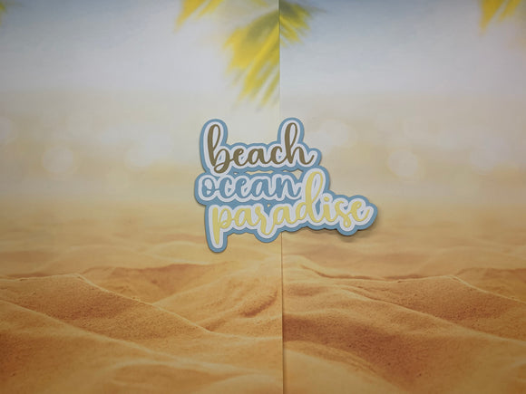 Sandy Beach Background Paper & Beach Ocean Paradise Title Die Cut