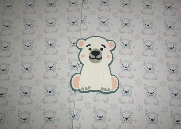 Baby Polar Bear Pattern White Paper & Polar Bear Die Cut