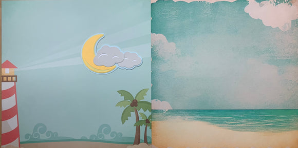Lighthouse Scene Background Paper & Moon with Clouds Die Cut
