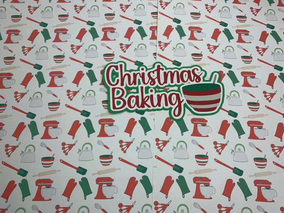 Christmas Baking Pattern Paper & Christmas Baking Title Die Cut