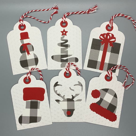 Holiday Gift Tags - Plaid Design, Set of 6