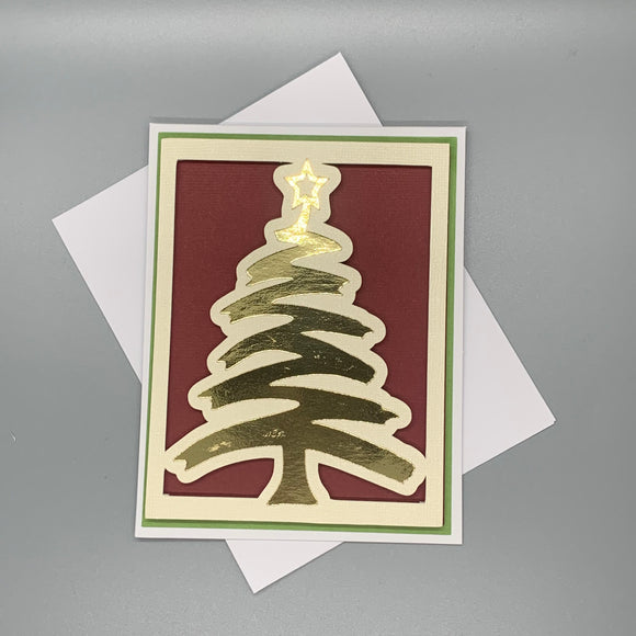 Holiday Swirly Gold Tree Card