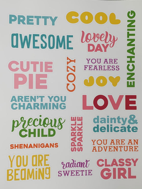 Cool Words Sticker Sheet