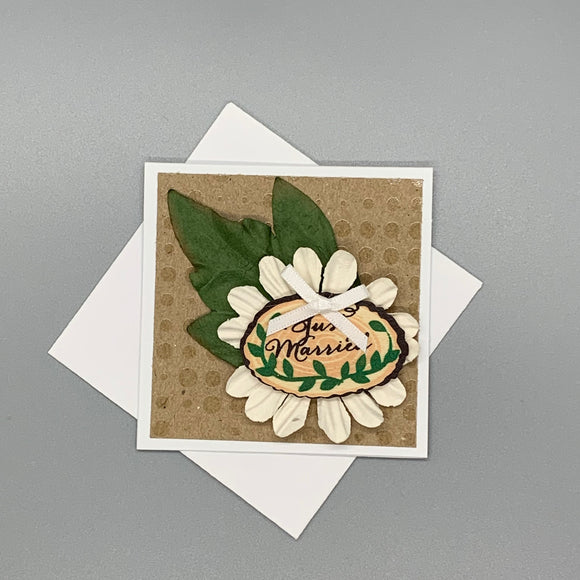 Just Married Card/Tag with White Flower