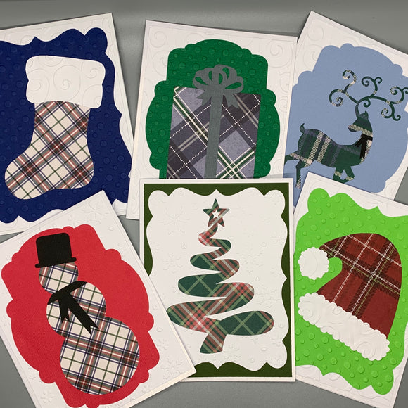 Holiday Cards - Plaid Design, Set of 6