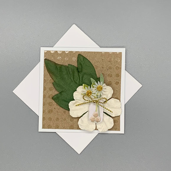 Mason Jar Card/Tag with White Flower
